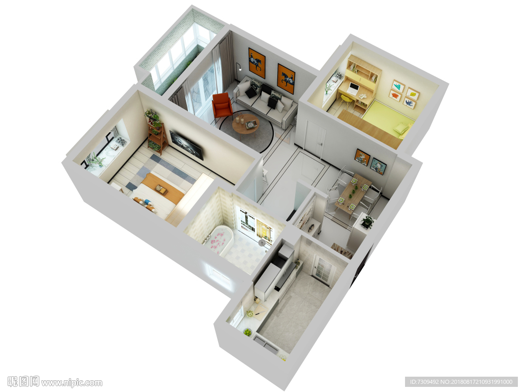 现代简约家装户型效果图