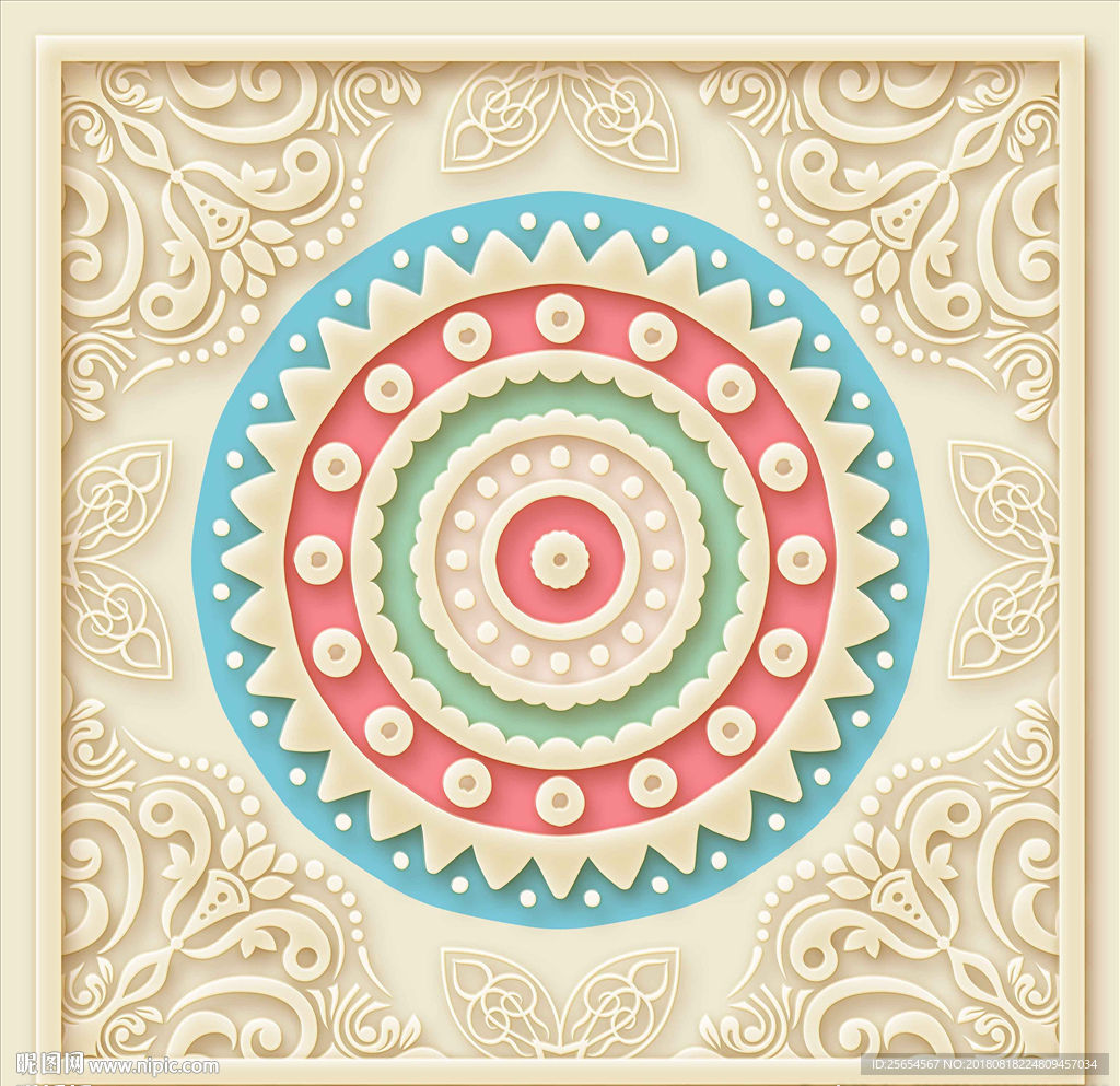 花纹浮雕天顶壁画
