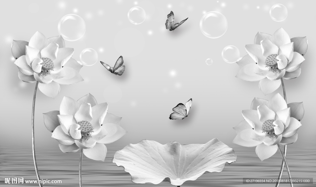 新中式水墨荷花韵背景图