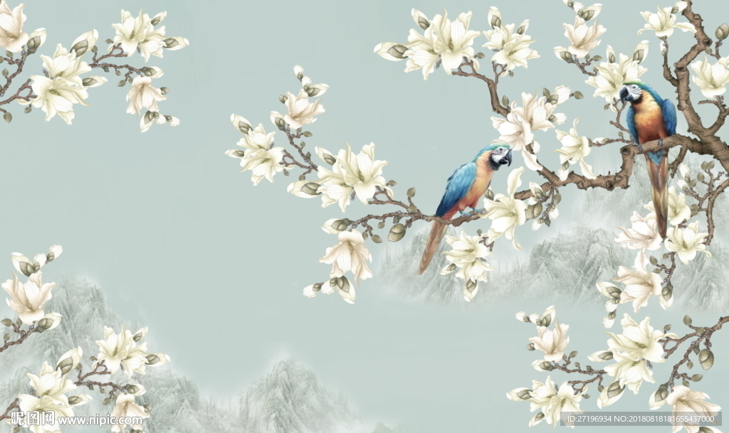 新中式创意花鸟图