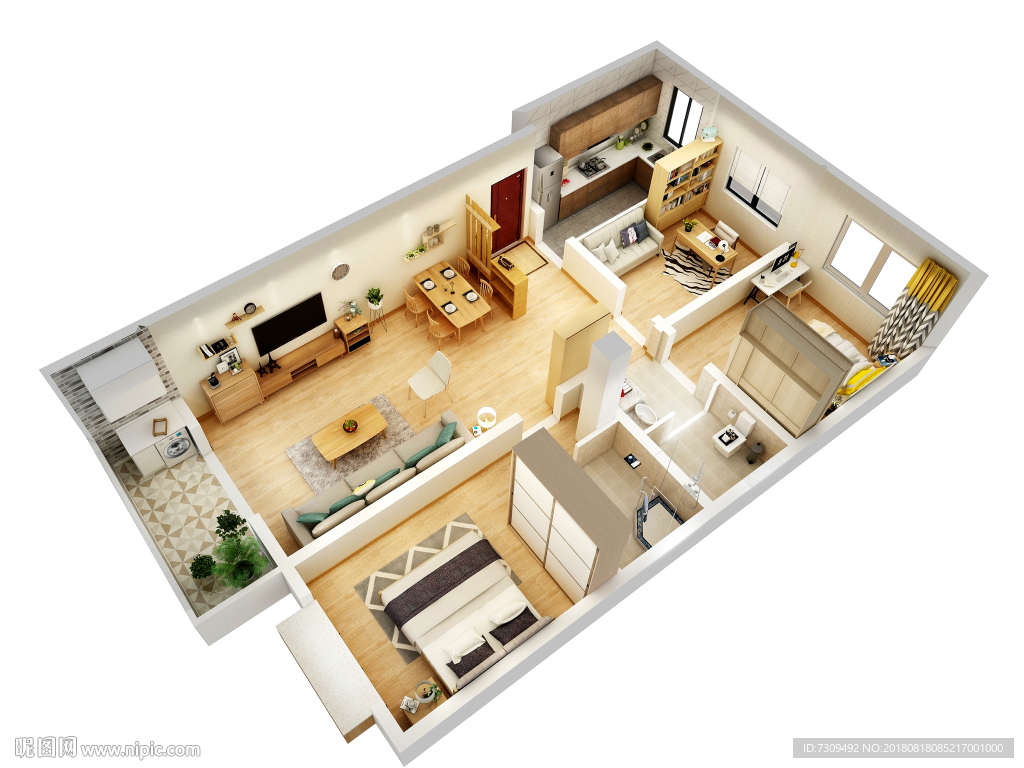 日式风格家居装修户型效果图