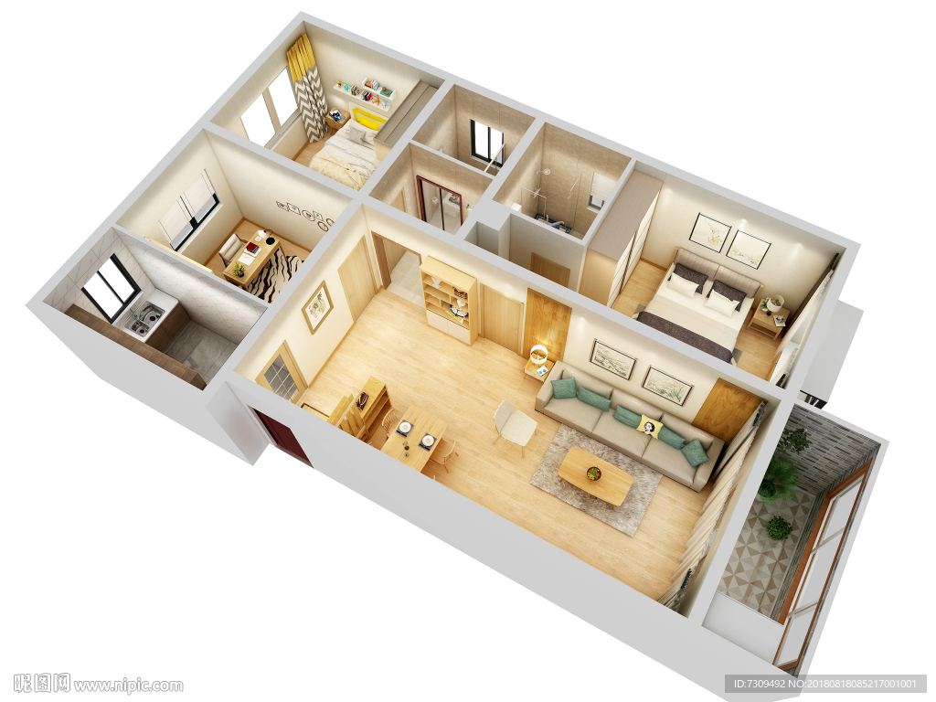 日系家居装修户型效果图