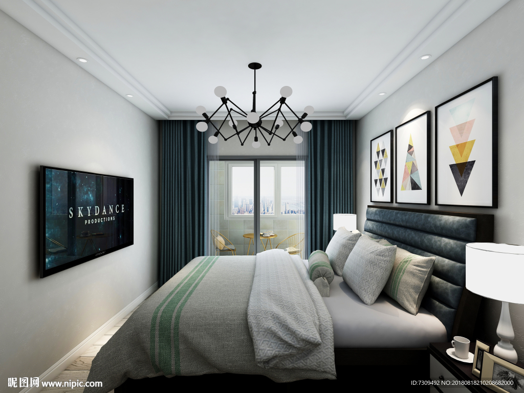 现代简约卧室装修效果图
