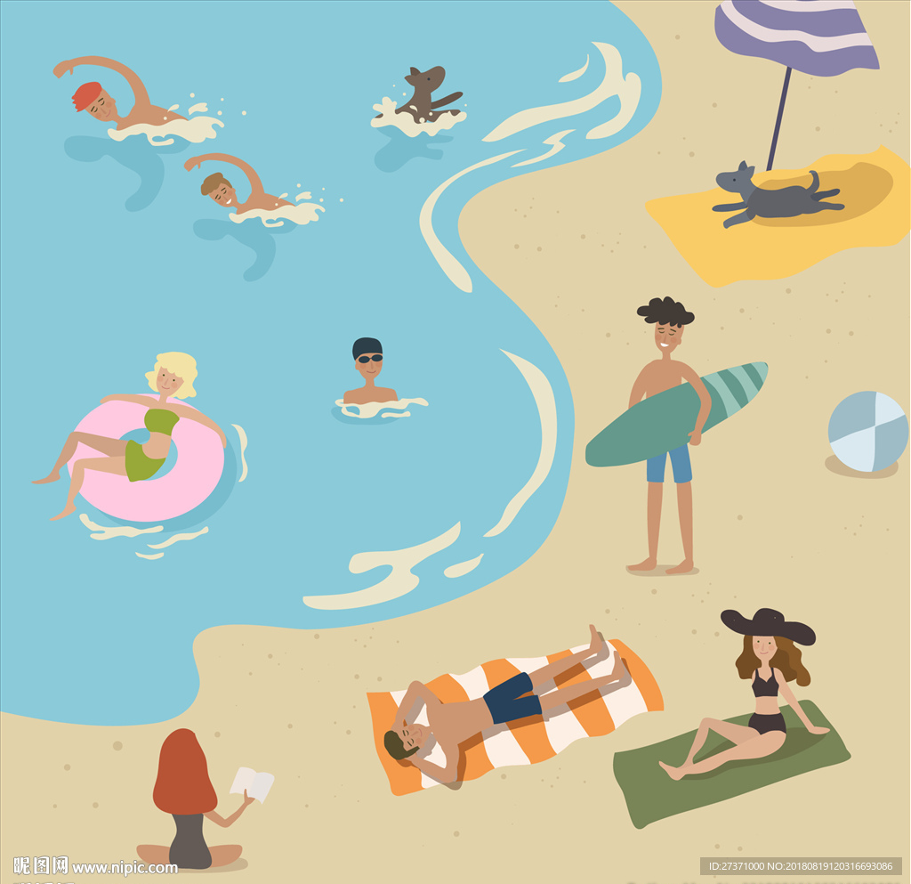 夏天游泳|插画|商业插画|yoyogi的小岛 - 原创作品 - 站酷 (ZCOOL)