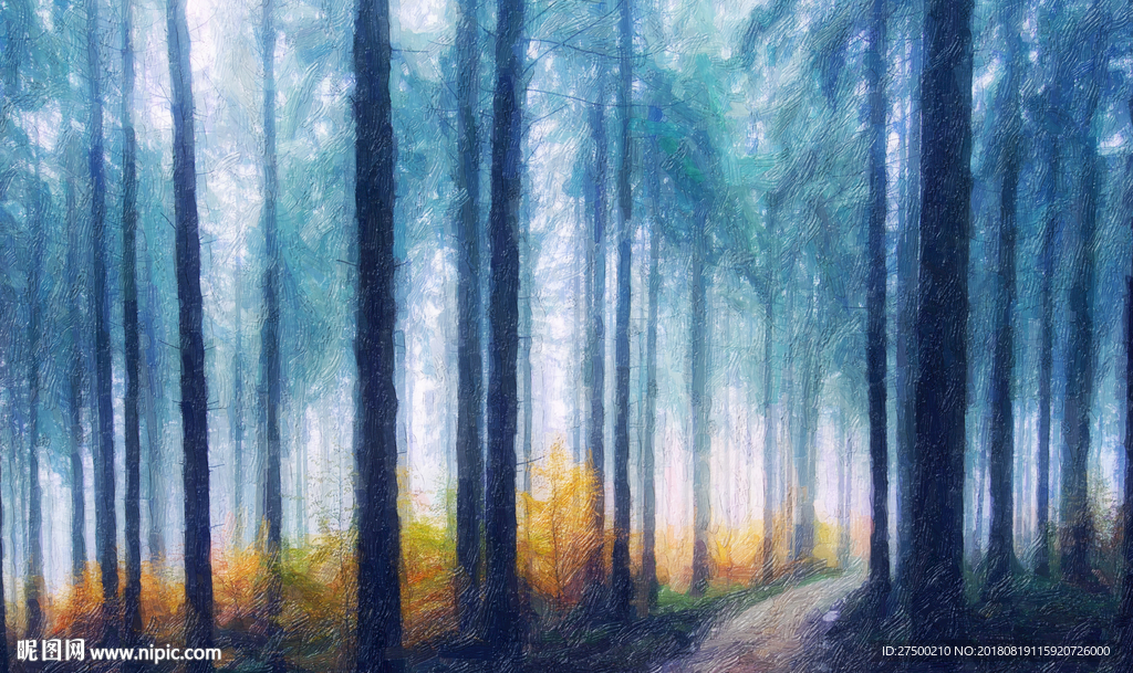 简约树林背景墙