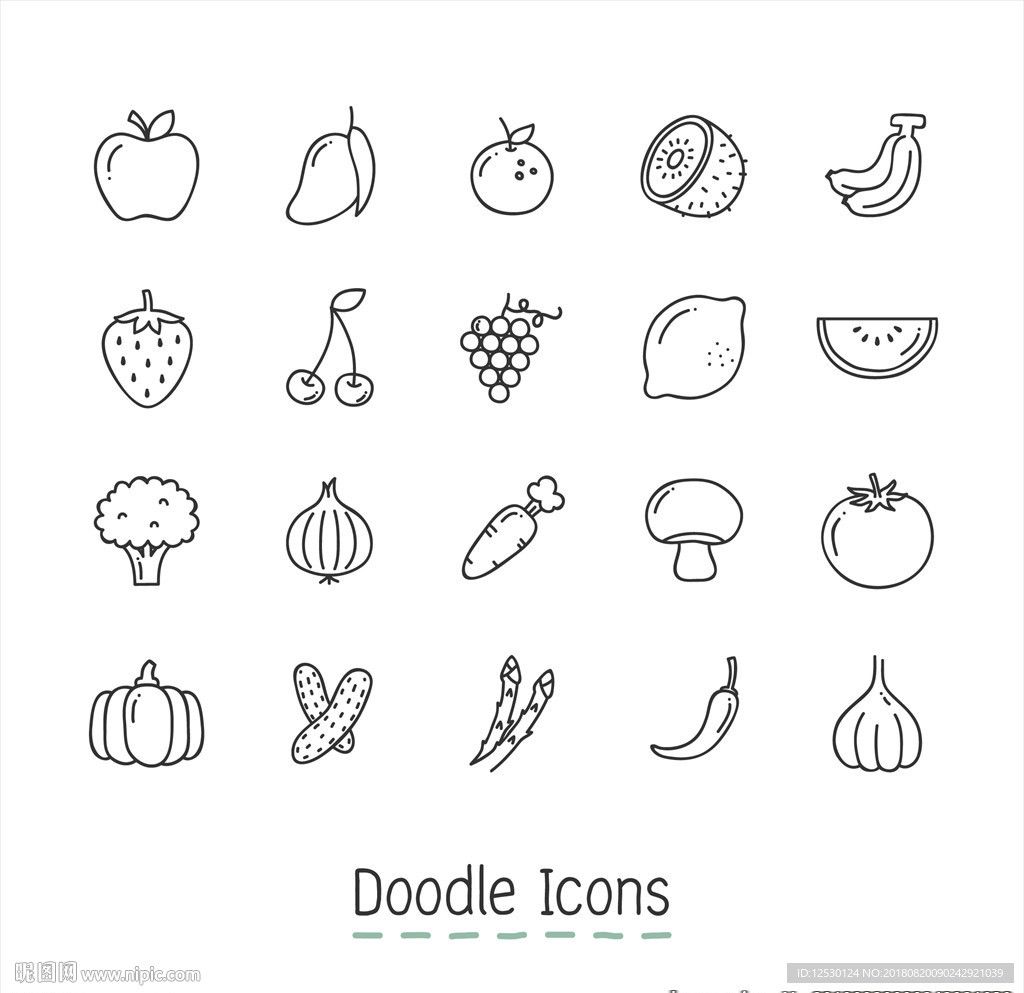 矢量蔬菜水果食材图标icon