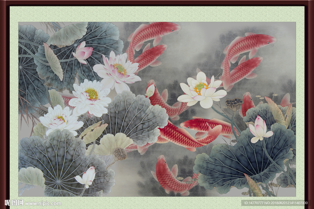 荷花鲤鱼图