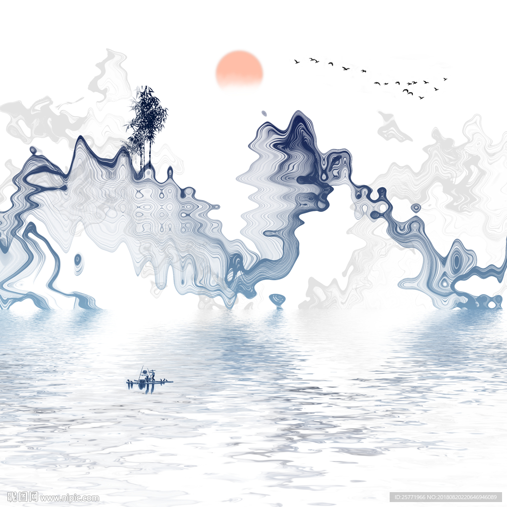 大尺寸烟雾山水装饰画