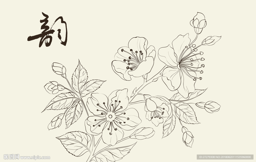 线描花