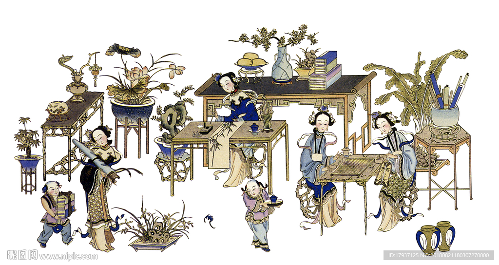 292琴棋书画美女图