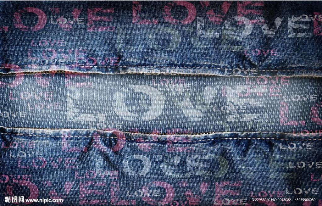 英文牛仔裤服装店工装背景墙壁画