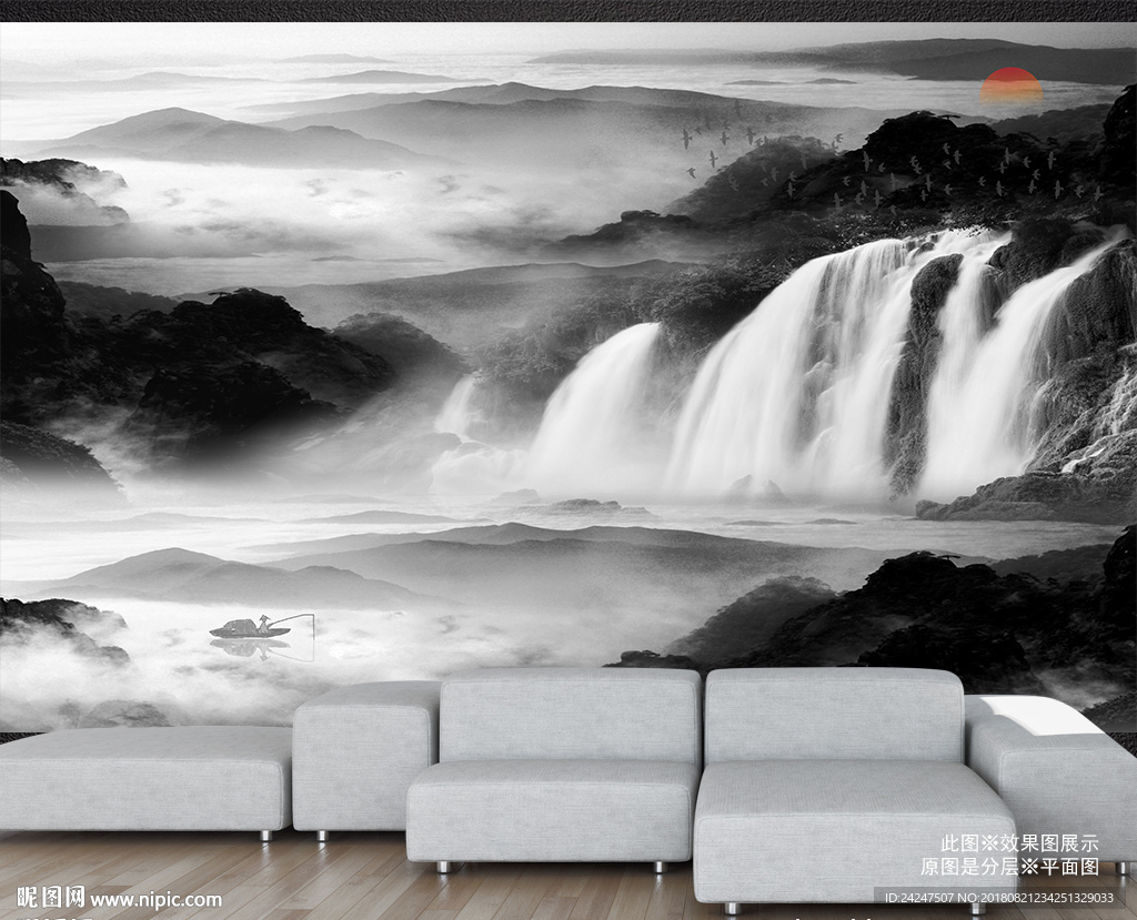 抽象山水背景墙