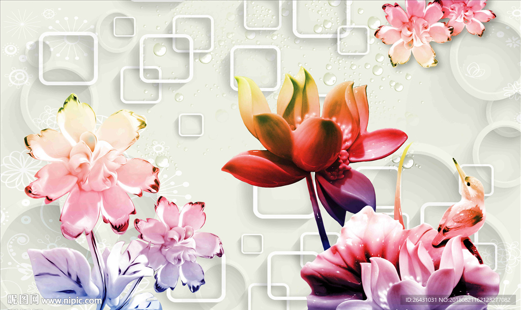 清新荷花电视墙