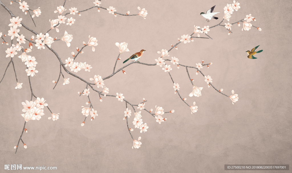 新中式花鸟背景墙