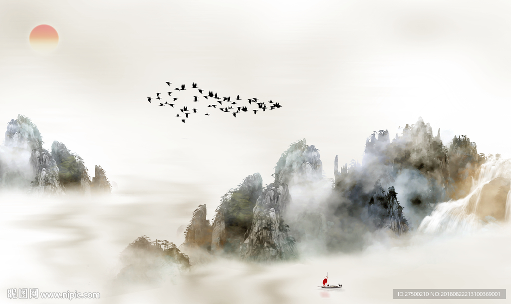 水墨山水背景墙