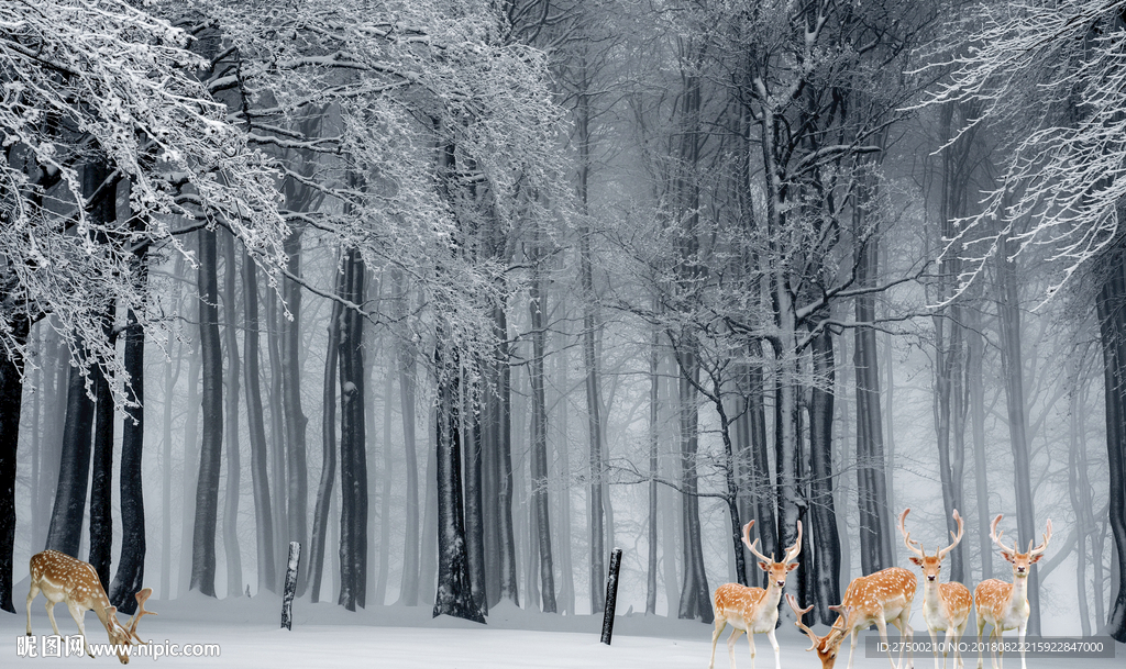 欧式麋鹿背景墙