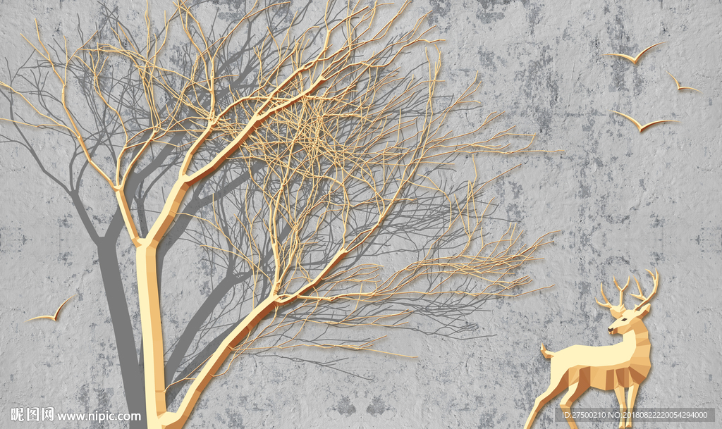 欧式麋鹿背景墙