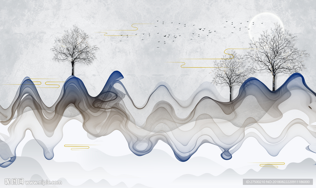 新中式线条背景墙