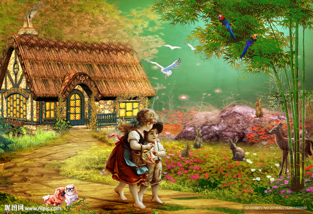 油画 童话小屋