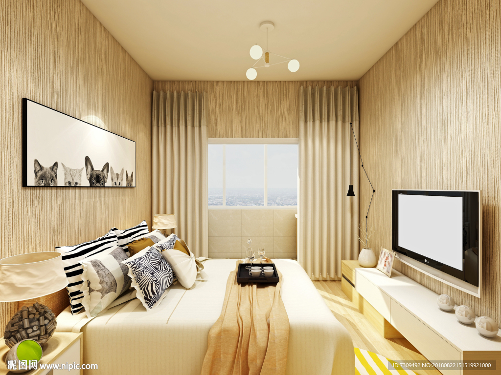 北欧简约风格卧室装修效果图