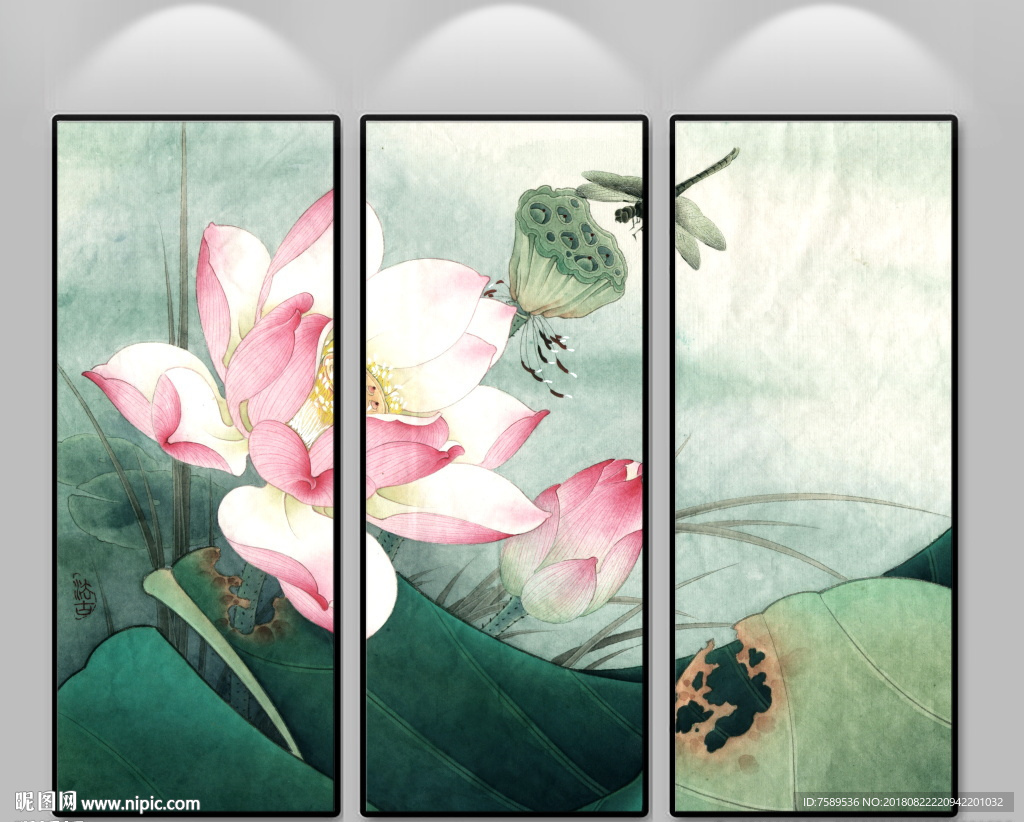 新中式荷花装饰画