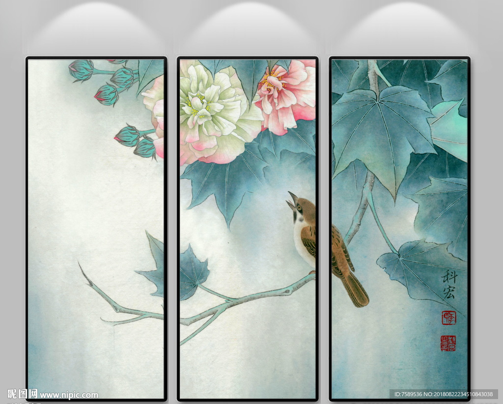 雀鸟芙蓉装饰画