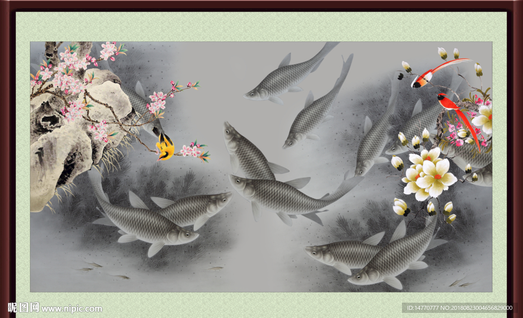 花鸟鲫鱼图