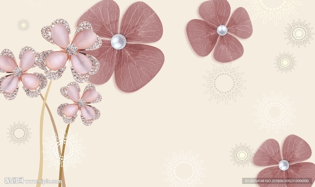 3D花卉珠宝背景墙