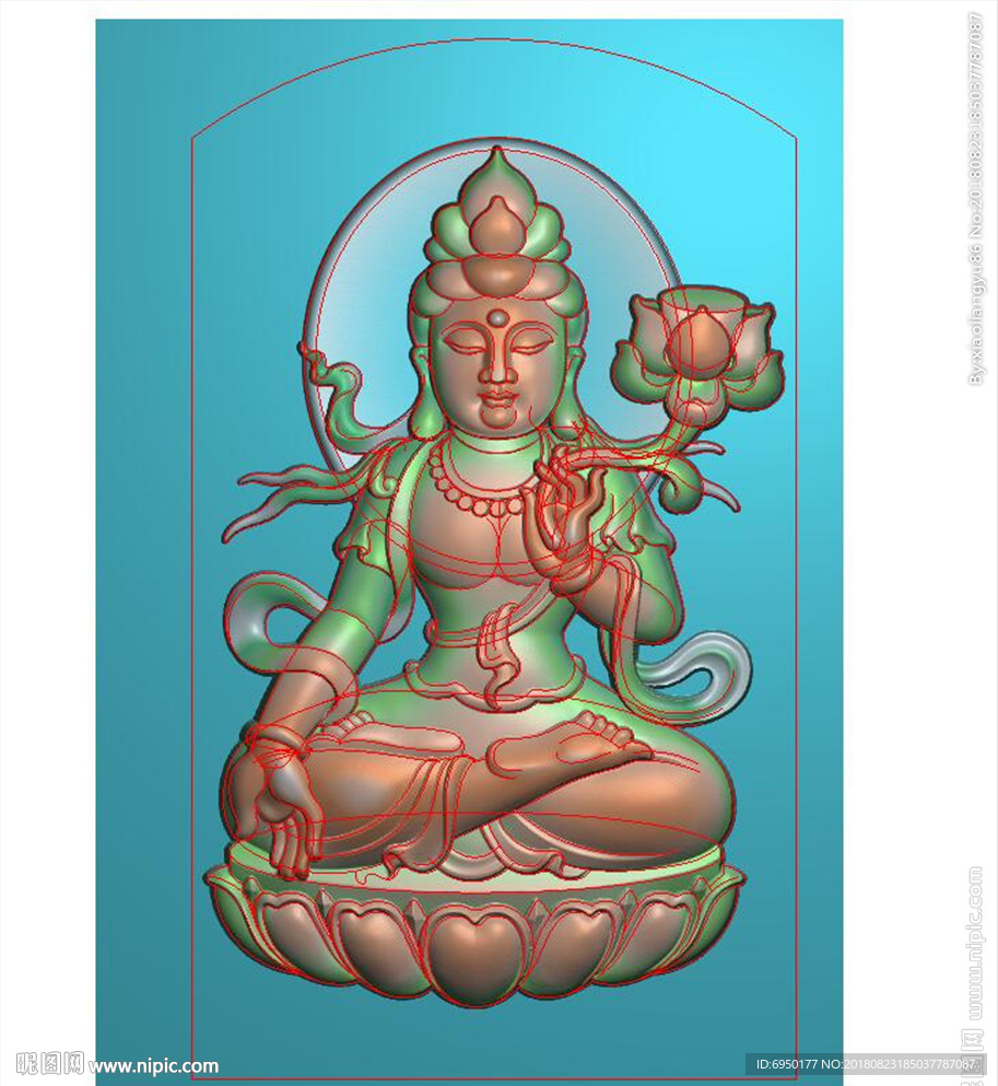 莲花绿度母挂件藏式观音精雕图