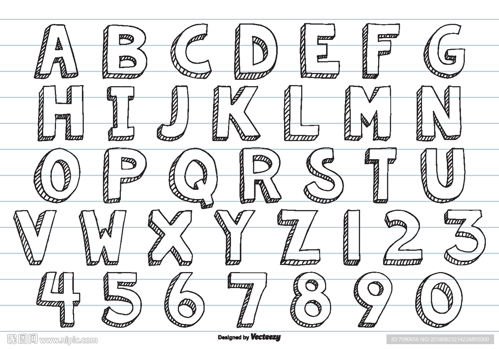 26个字母艺术字体手绘图片