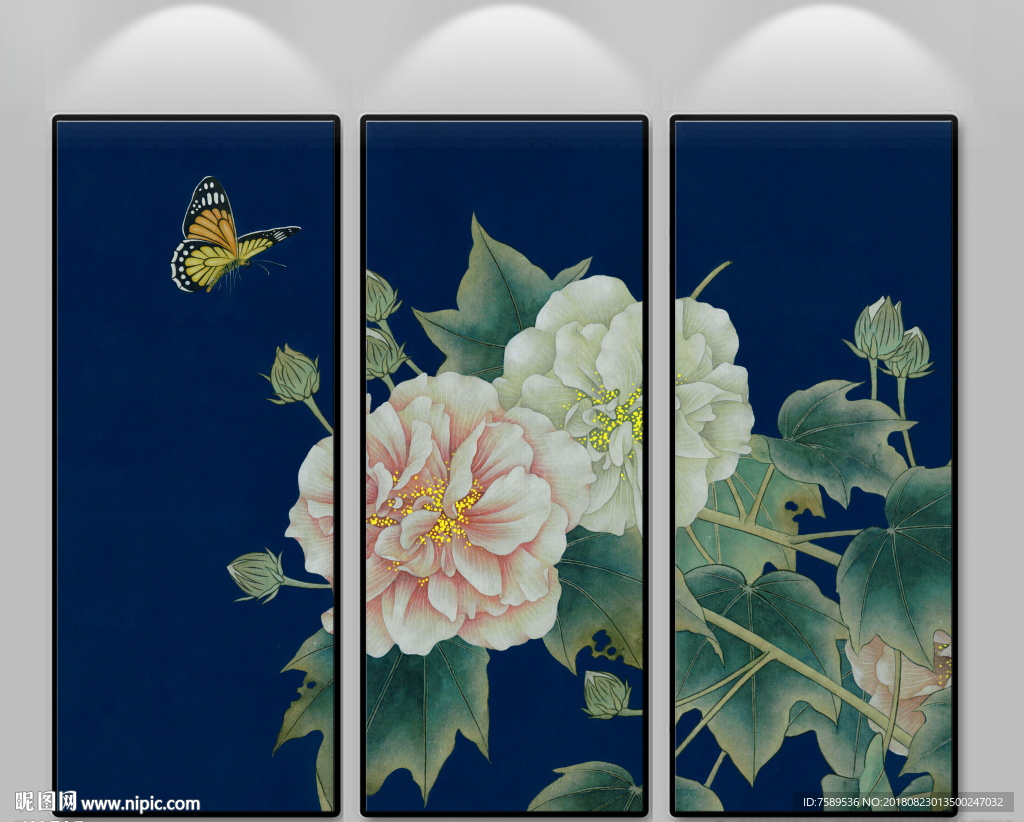 蝴蝶芙蓉图新中式装饰画