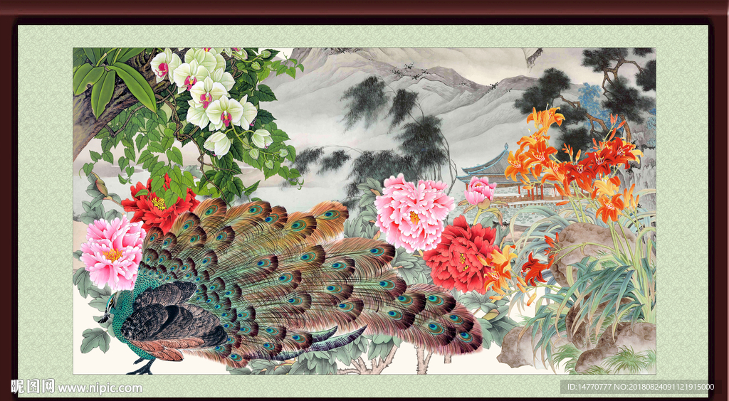 牡丹孔雀图