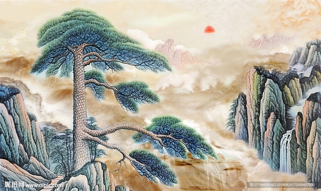 新中式山水风背景图