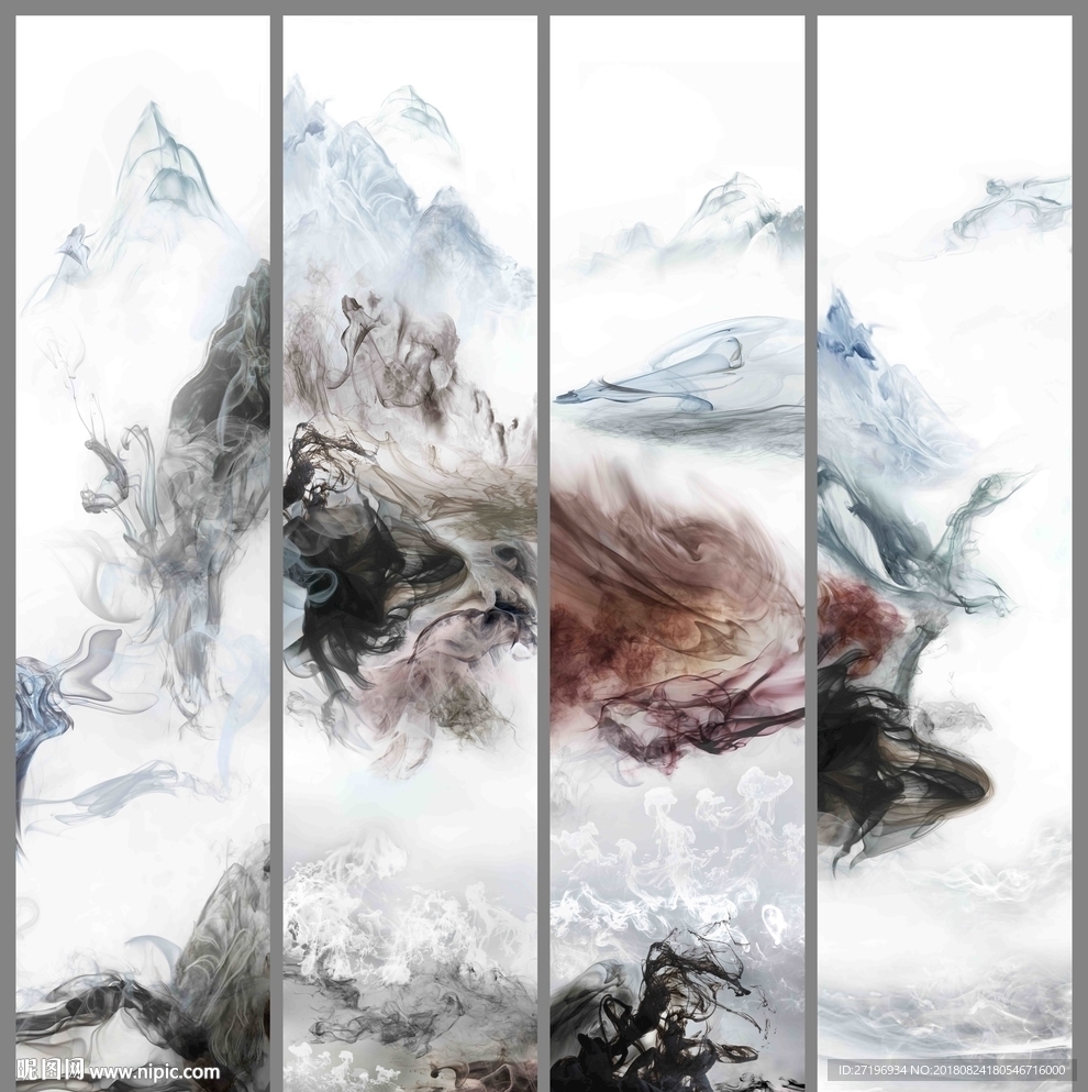 新中式水墨线条山水风背景图