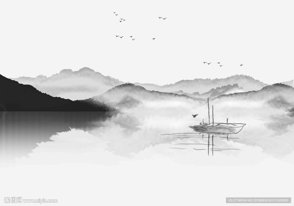 新中式线条艺术背景图