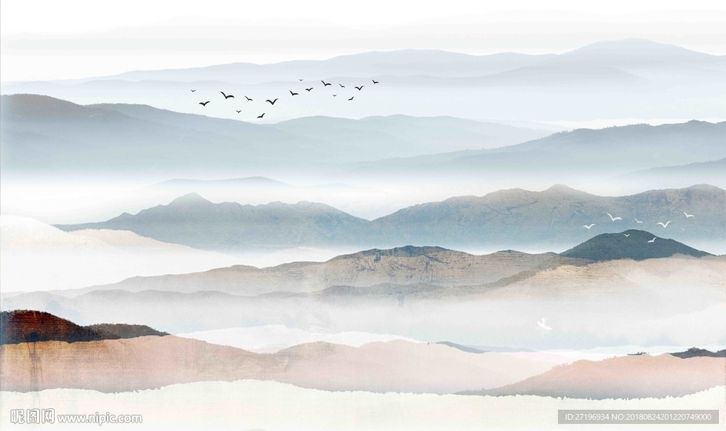 中式山水背景图