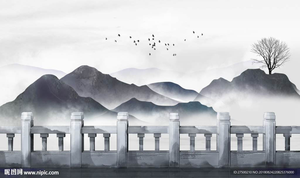 水墨山水背景墙