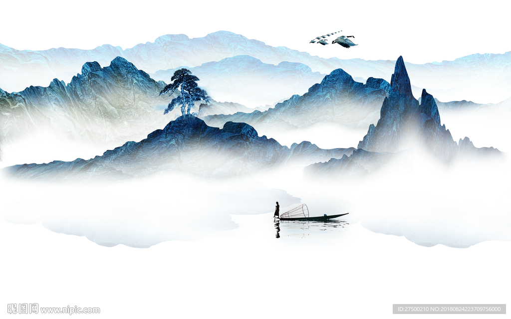 新中式山水背景墙