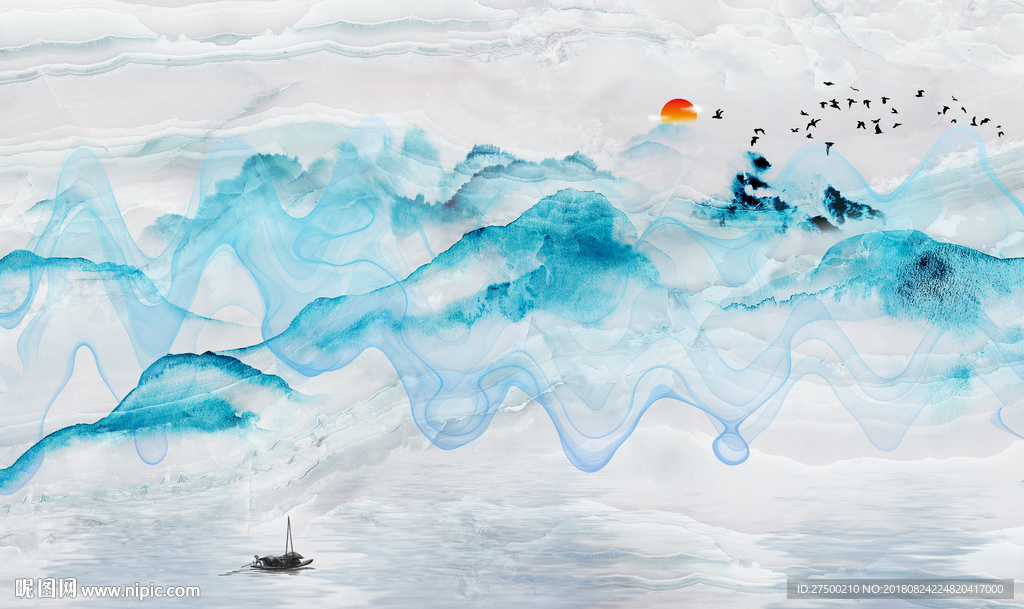 抽象新中式背景墙