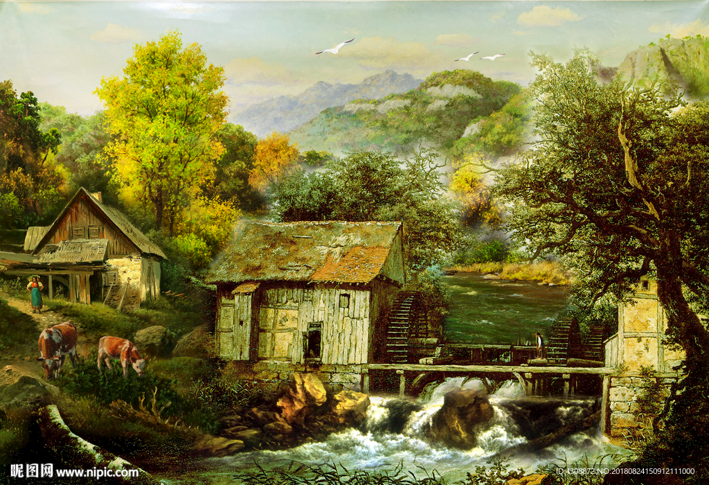 山村油画