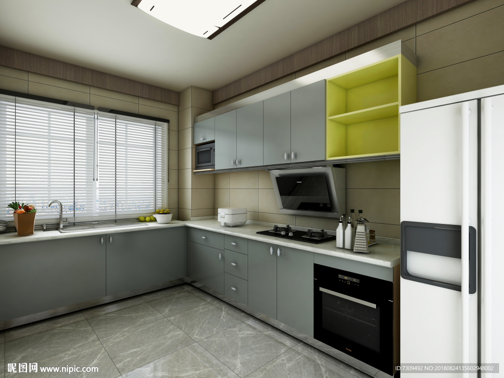现代简约厨房装修效果图