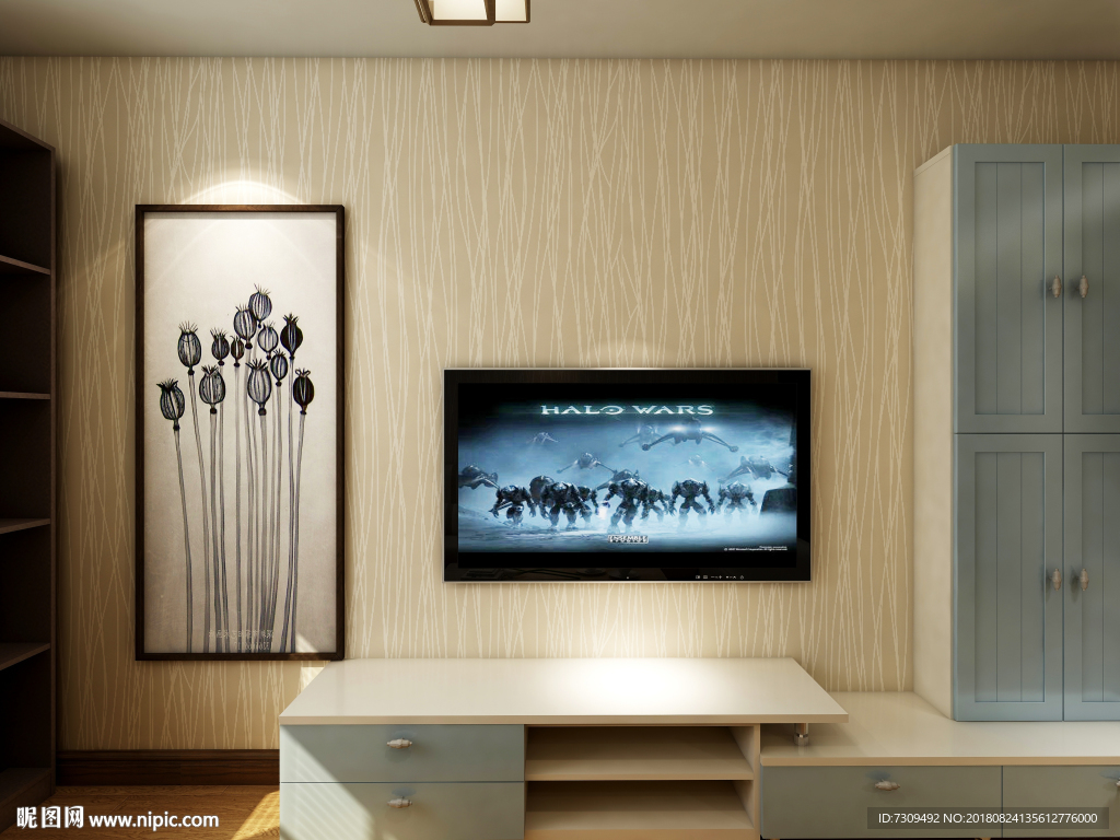 现代新中式客厅电视墙效果