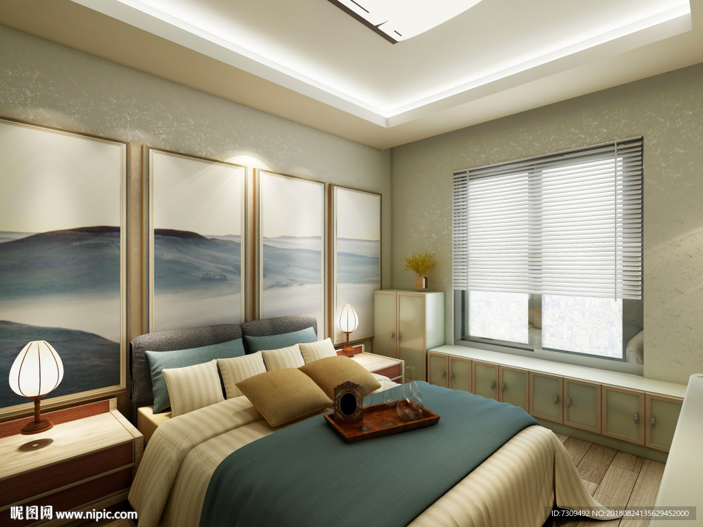 现代新中式卧室装修效果图