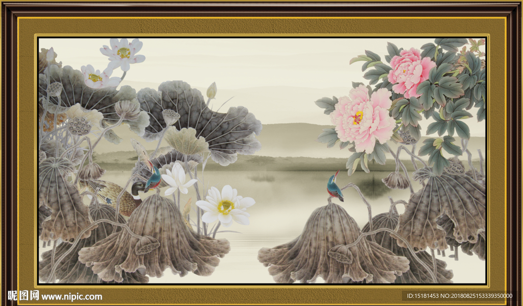 国画荷花