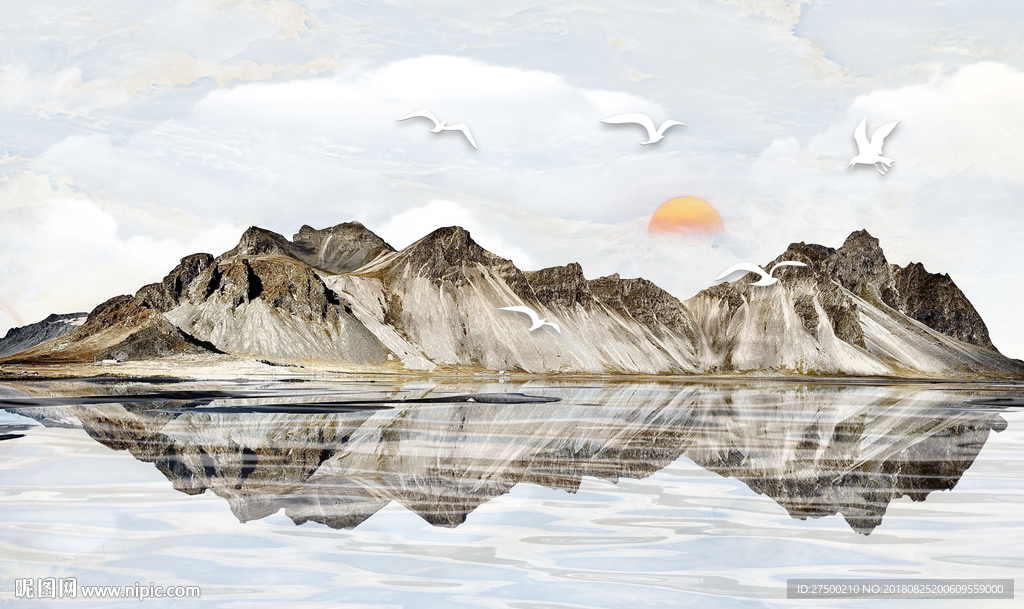 大理石山水背景墙