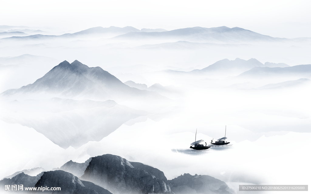 新中式山水背景墙