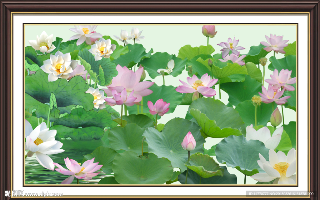 荷花壁画