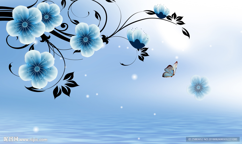 时尚梅花花藤3D电视背景墙