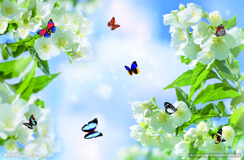 蓝天白云吊顶天顶壁画