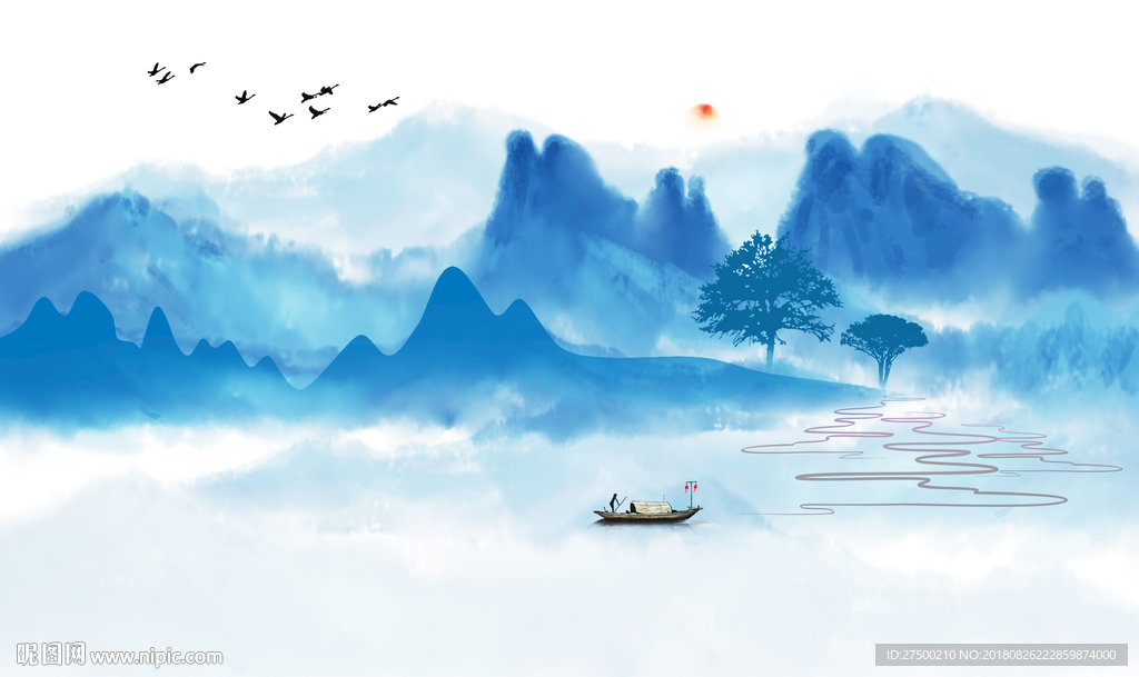 新中式水墨背景墙